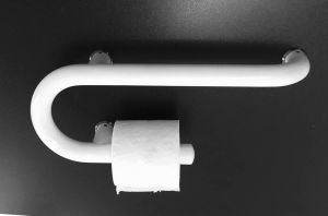 Safety/Grab Rail with  Single Toilet Roll Holder - White