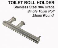 Toilet Roll Holder - 25mm Round Stainless Steel Mirror-Black-White